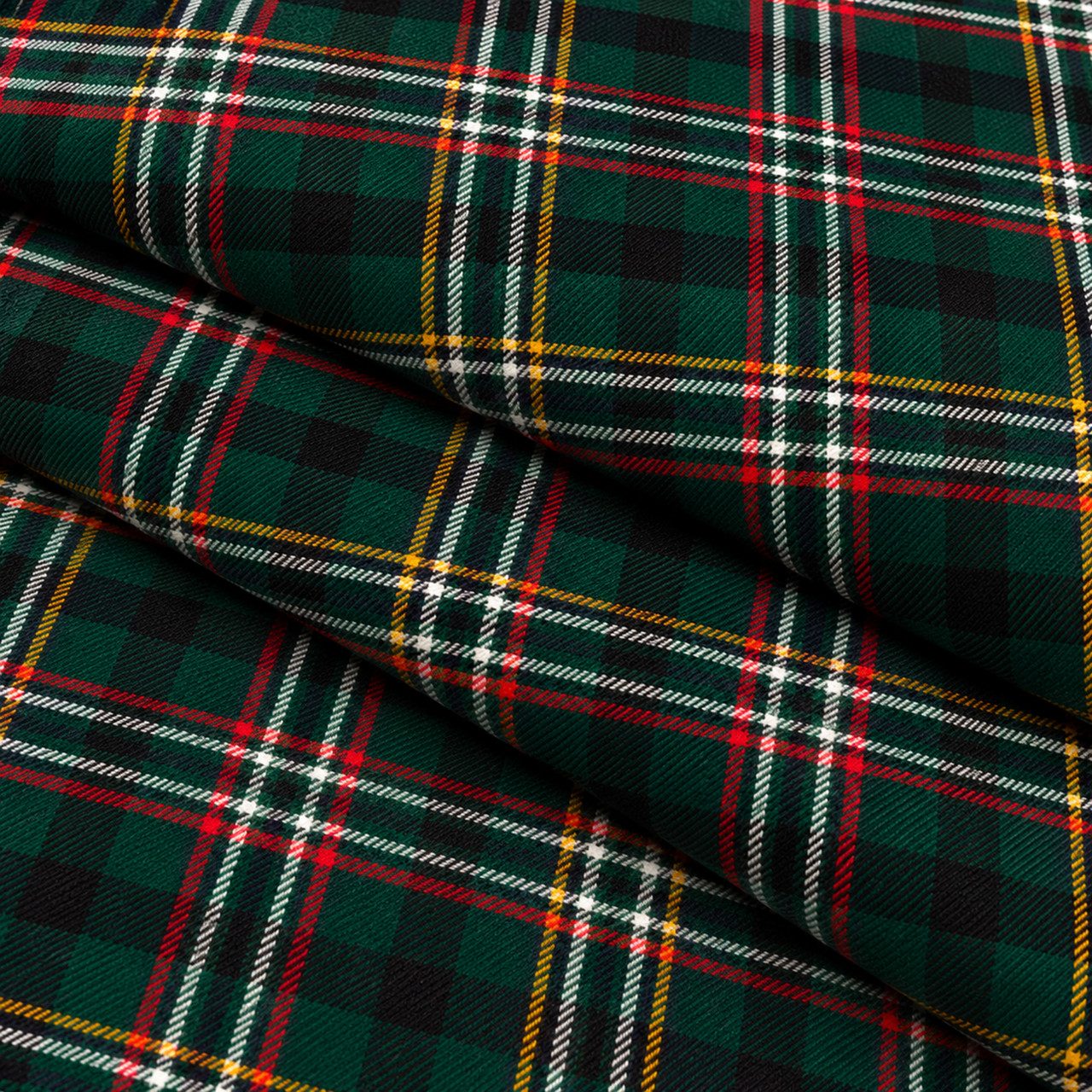 Light Weight 10oz Fabric Material Scott Green Modern Tartan 1 Metre