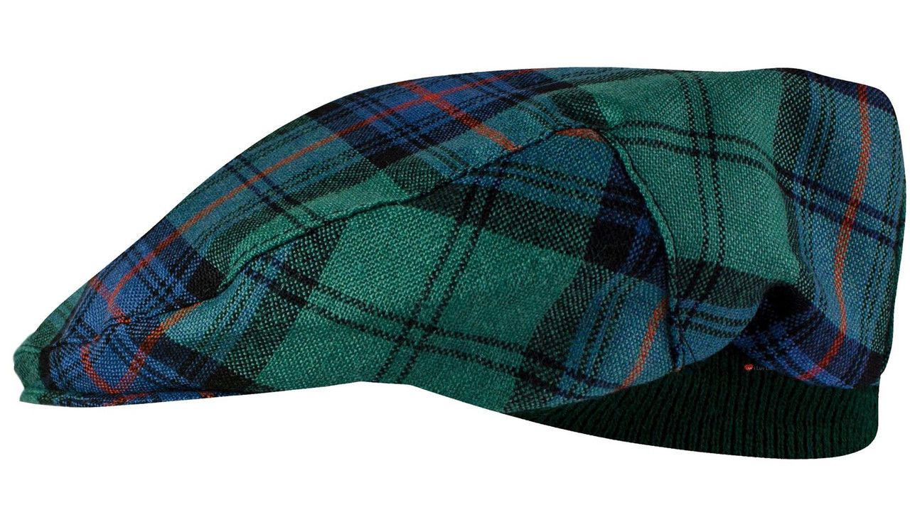 Mens Tartan Flat Cap Armstrong Ancient Tartan Plaid Design Mens and Womens One size Elasticated Band Comfort Fit Scottish Made