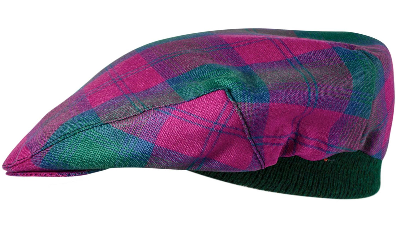 Mens Tartan Flat Cap Lindsay Ancient Tartan Plaid Design Mens and Womens One size Elasticated Band Comfort Fit Scottish Made
