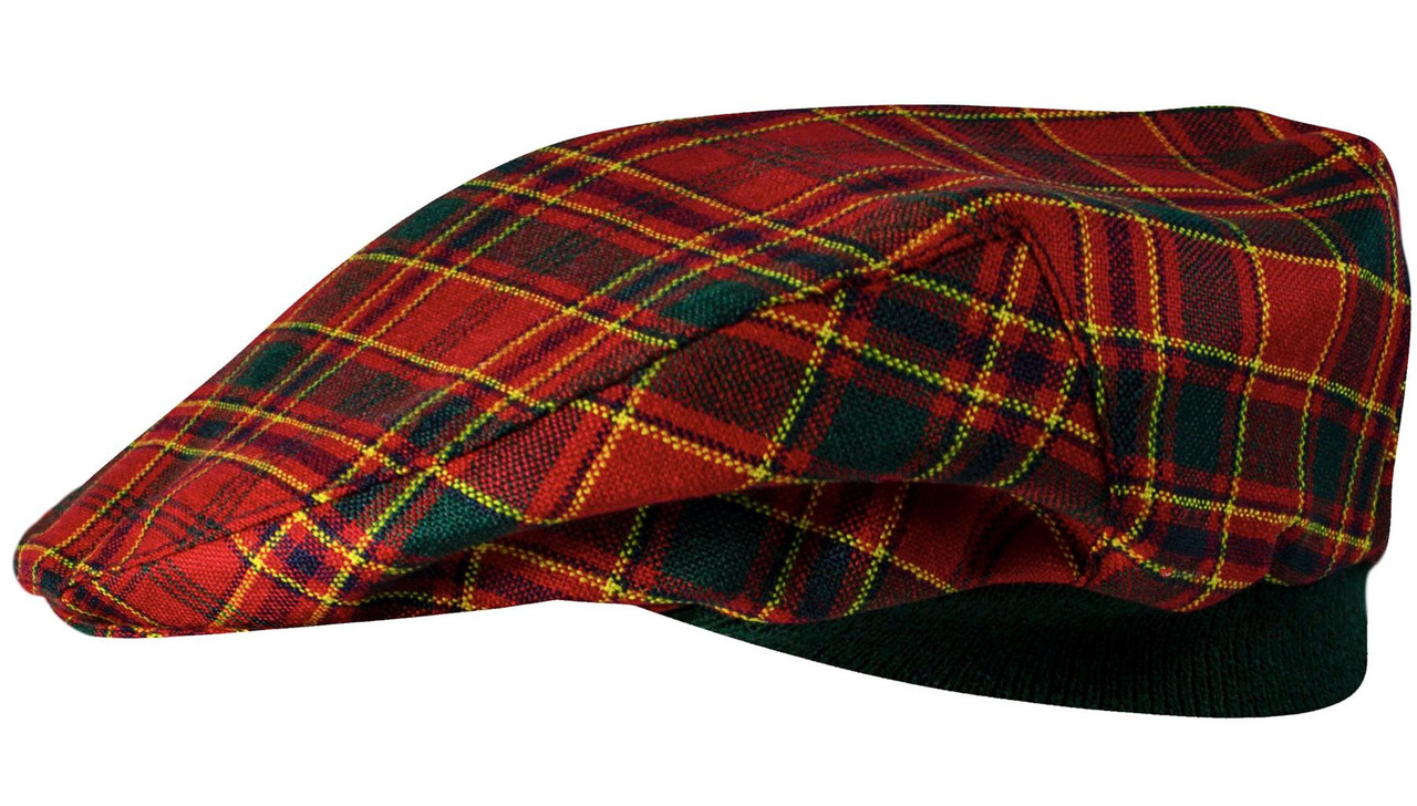 Mens Tartan Flat Cap Munro Modern Tartan Plaid Design Mens and Womens One size Elasticated Band Comfort Fit Scottish Made