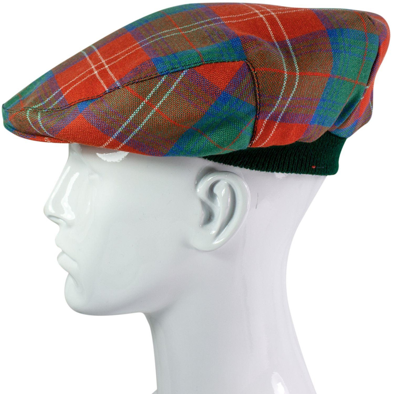 Mens Tartan Flat Cap Chisholm Ancient Tartan Plaid Design Mens and Womens One size Elasticated Band Comfort Fit Scottish Made