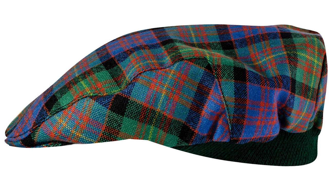 Mens Tartan Flat Cap Carnegie Ancient Tartan Plaid Design Mens and Womens One size Elasticated Band Comfort Fit Scottish Made