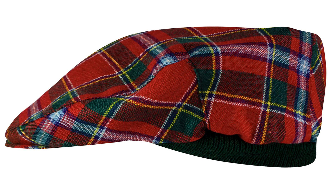 Mens Tartan Flat Cap Drummond of Perth Modern Tartan Plaid Design Mens and Womens One size Elasticated Band Comfort Fit Scottish Made