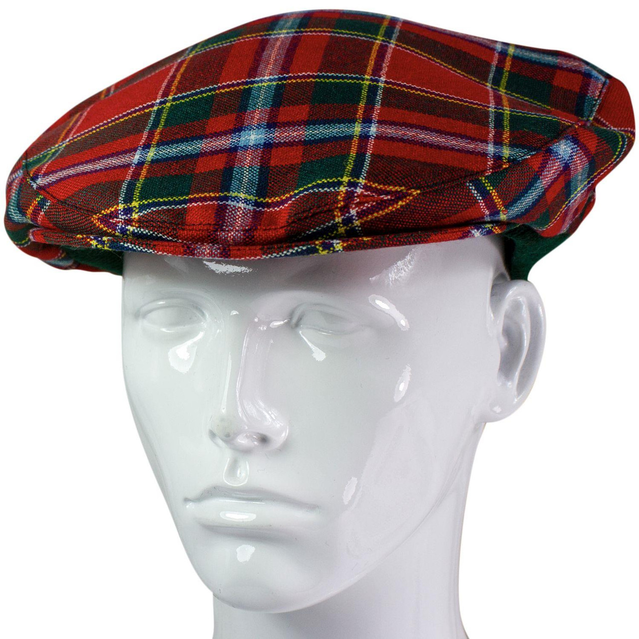 Mens Tartan Flat Cap Drummond of Perth Modern Tartan Plaid Design Mens and Womens One size Elasticated Band Comfort Fit Scottish Made