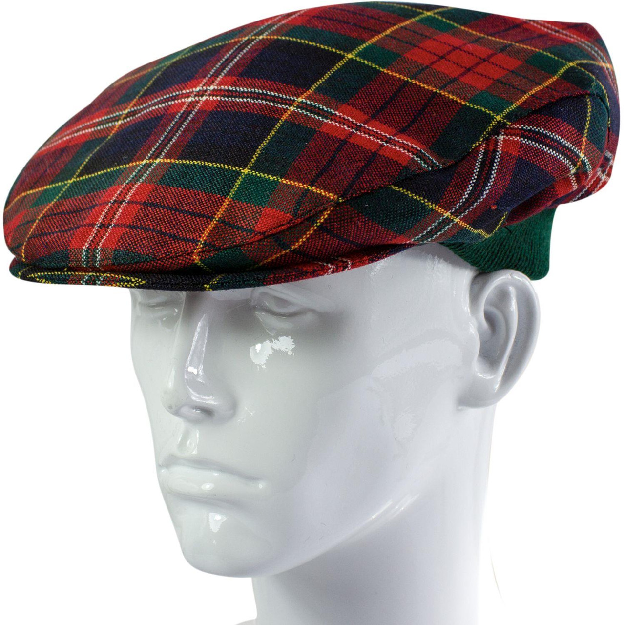 Mens Tartan Flat Cap MacPherson Modern Tartan Plaid Design Mens and Womens One size Elasticated Band Comfort Fit Scottish Made