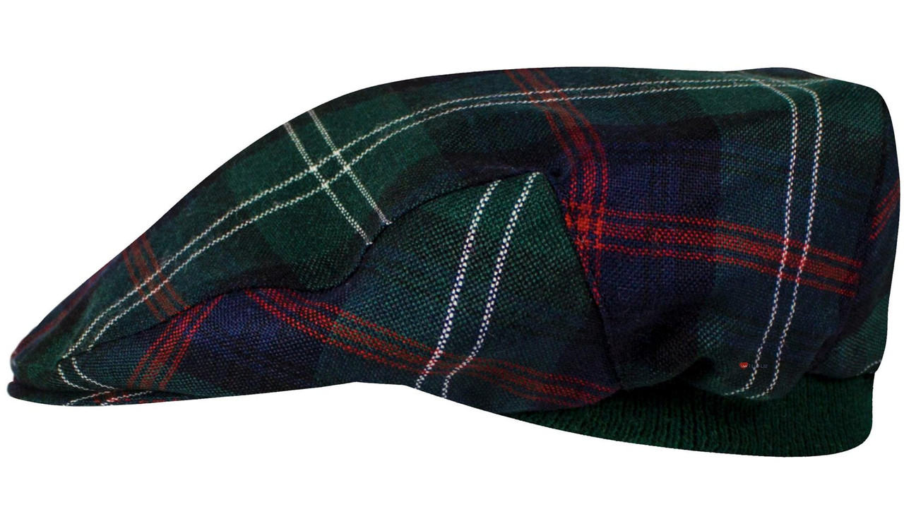 Mens Tartan Flat Cap Sutherland Old Modern Tartan Plaid Design Mens and Womens One size Elasticated Band Comfort Fit Scottish Made