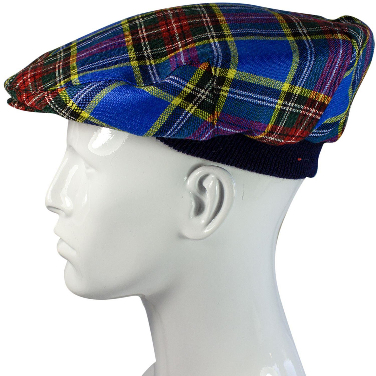 Mens Tartan Flat Cap MacBeth Modern Tartan Plaid Design Mens and Womens One size Elasticated Band Comfort Fit Scottish Made