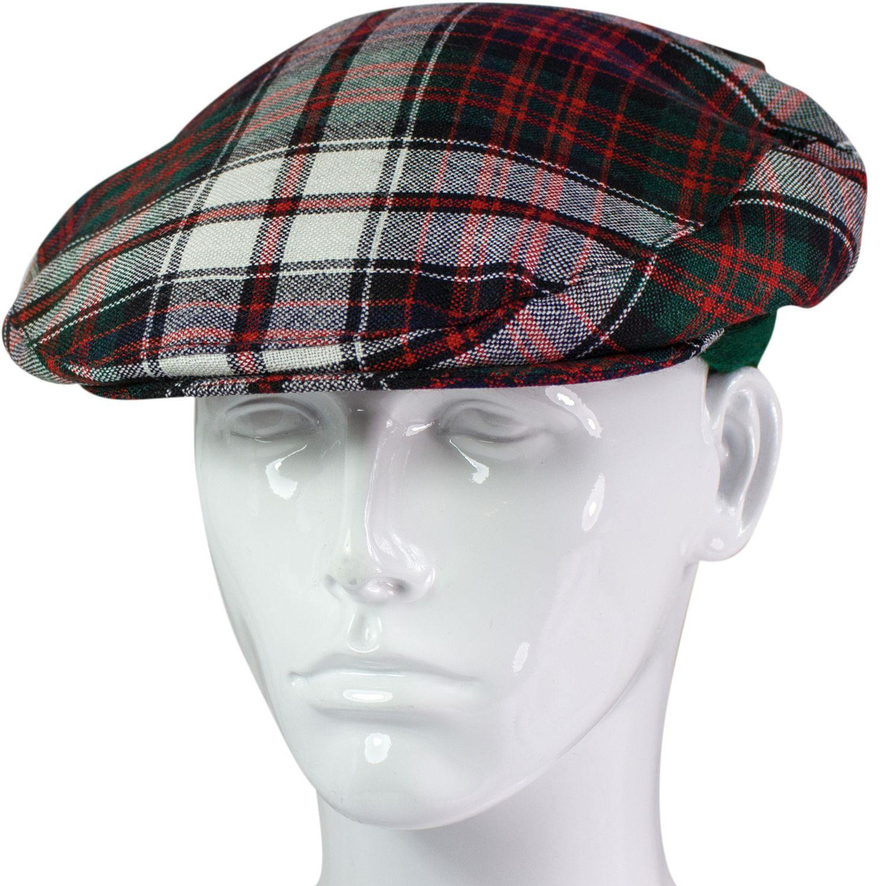 Mens Tartan Flat Cap MacDonald Dress Modern Tartan Plaid Design Mens and Womens One size Elasticated Band Comfort Fit Scottish Made