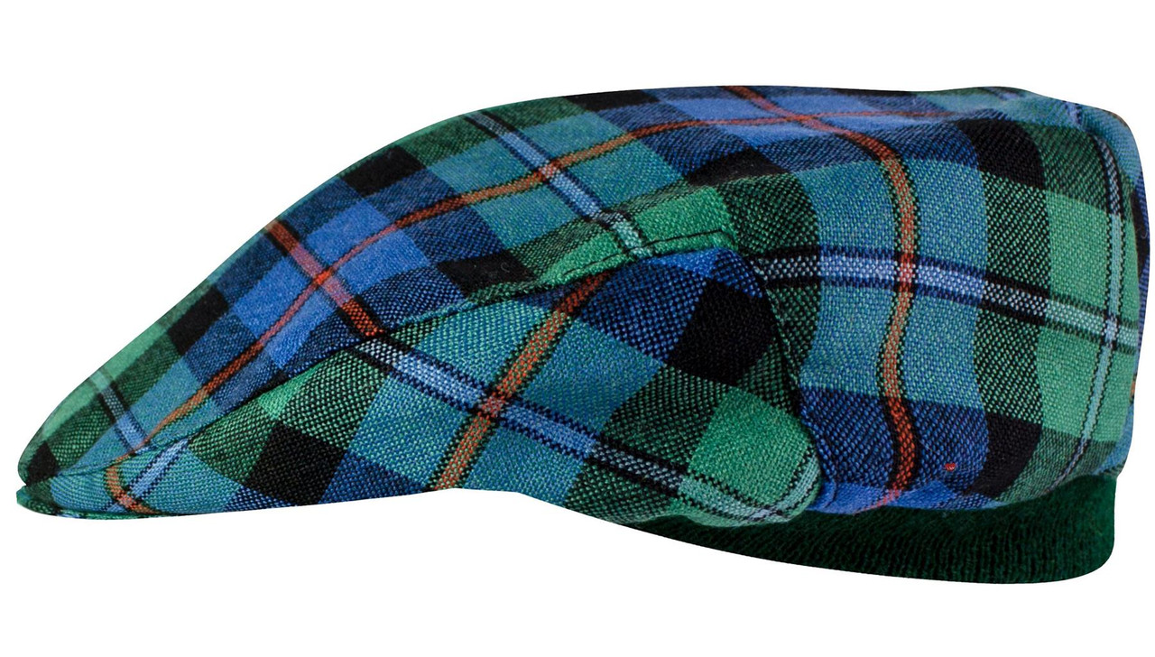 Mens Tartan Flat Cap Campbell of Cawdor Ancient Tartan Plaid Design Mens and Womens One size Elasticated Band Comfort Fit Scottish Made