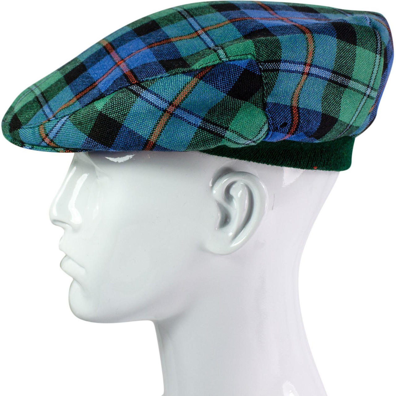 Mens Tartan Flat Cap Campbell of Cawdor Ancient Tartan Plaid Design Mens and Womens One size Elasticated Band Comfort Fit Scottish Made
