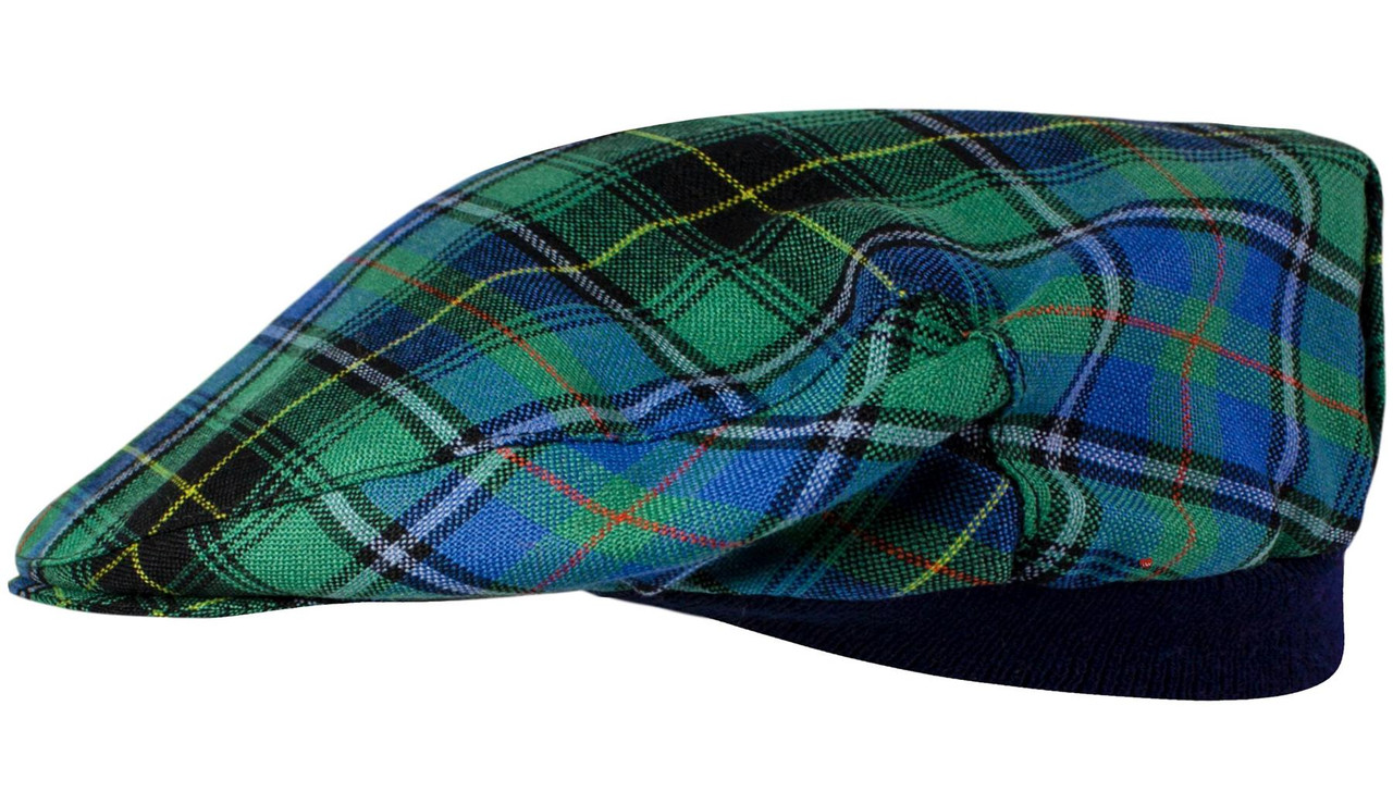 Mens Tartan Flat Cap MacInnes Ancient Tartan Plaid Design Mens and Womens One size Elasticated Band Comfort Fit Scottish Made