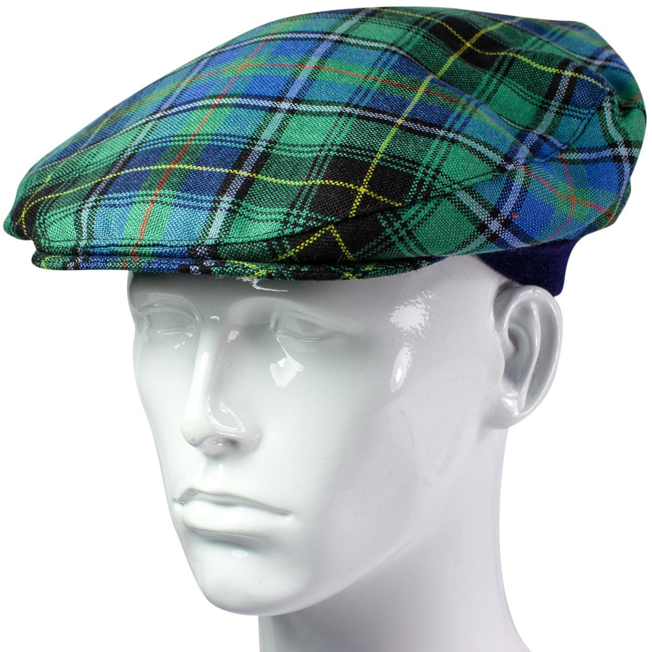 Mens Tartan Flat Cap MacInnes Ancient Tartan Plaid Design Mens and Womens One size Elasticated Band Comfort Fit Scottish Made