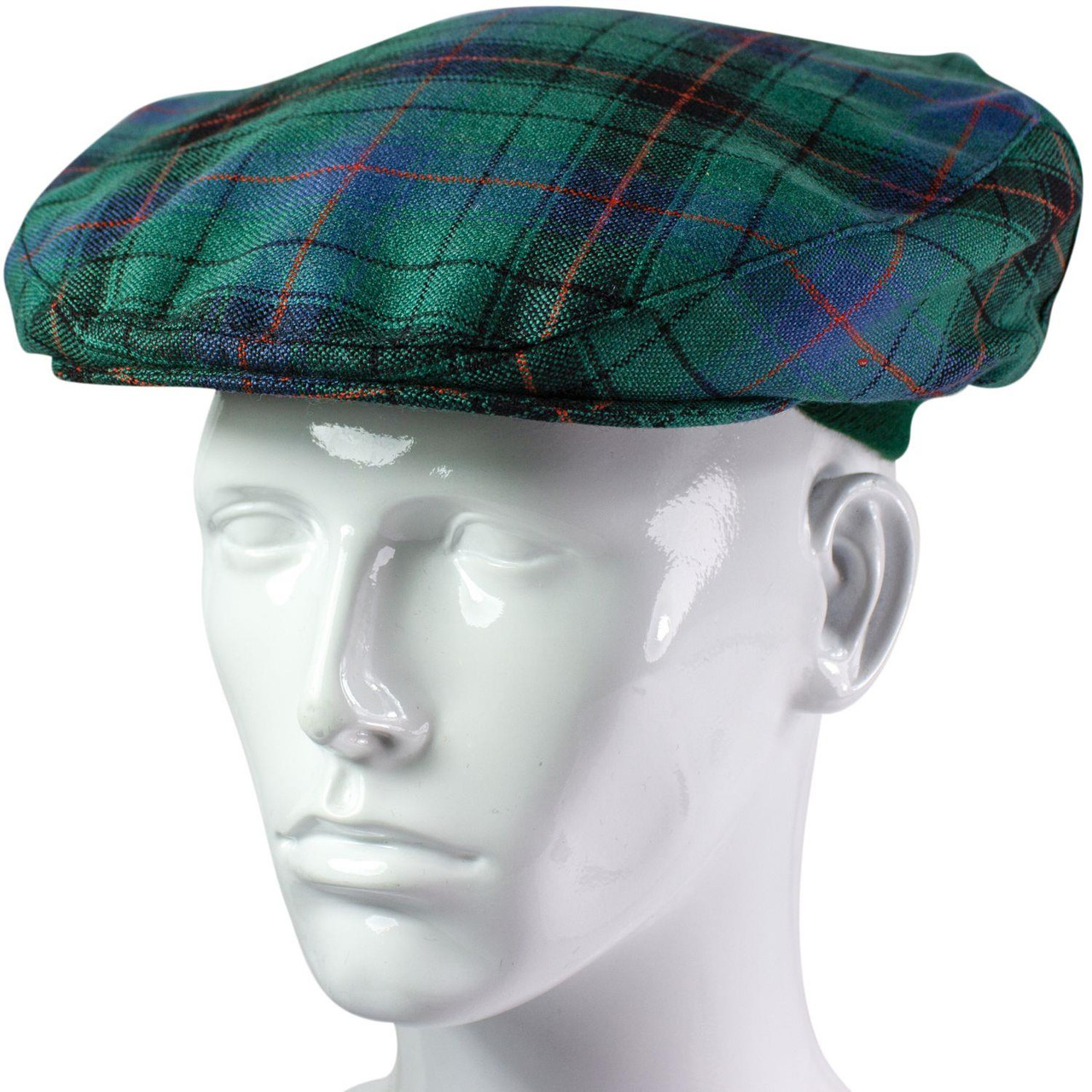 Mens Tartan Flat Cap Davidson Ancient Tartan Plaid Design Mens and Womens One size Elasticated Band Comfort Fit Scottish Made