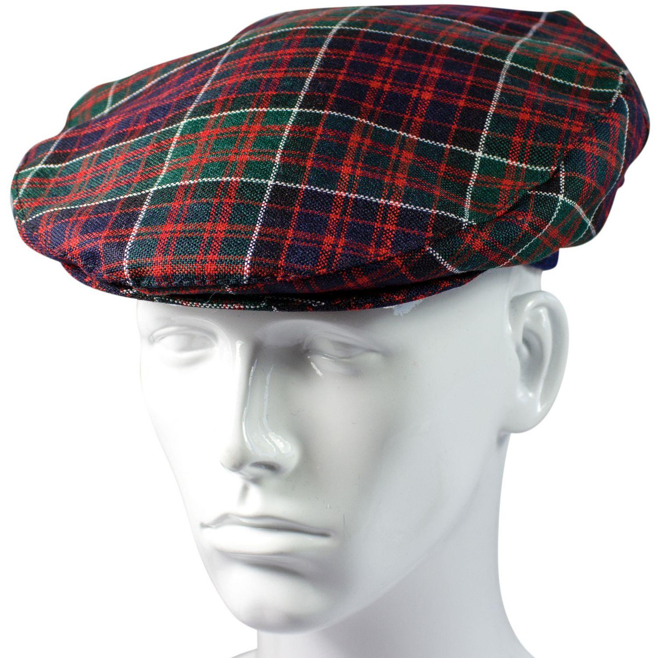Mens Tartan Flat Cap MacDonald of Clanranald Modern Tartan Plaid Design Mens and Womens One size Elasticated Band Comfort Fit Scottish Made