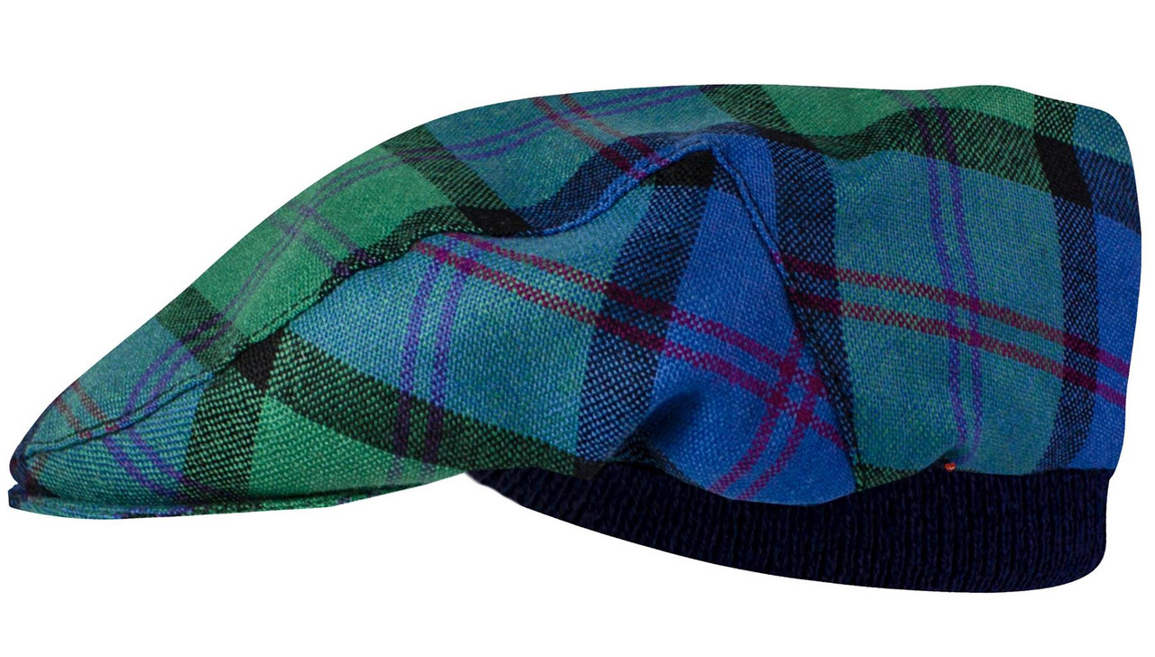 Mens Tartan Flat Cap MacThomas Ancient Tartan Plaid Design Mens and Womens One size Elasticated Band Comfort Fit Scottish Made