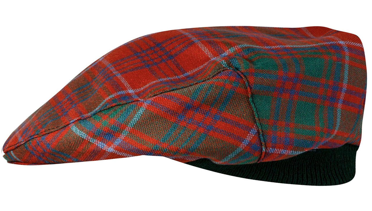 Mens Tartan Flat Cap Grant Ancient Tartan Plaid Design Mens and Womens One size Elasticated Band Comfort Fit Scottish Made