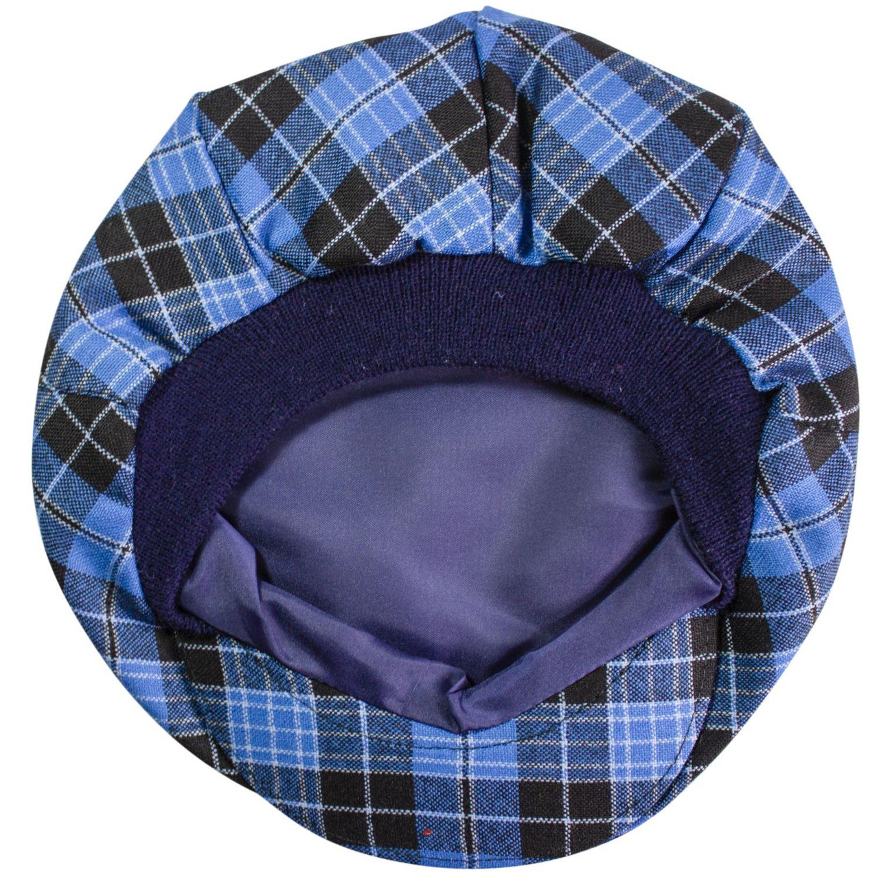Mens Tartan Flat Cap Clergy Blue Ancient Tartan Plaid Design Mens and Womens One size Elasticated Band Comfort Fit Scottish Made