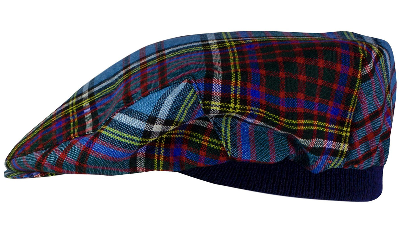 Mens Tartan Flat Cap Anderson Modern Tartan Plaid Design Mens and Womens One size Elasticated Band Comfort Fit Scottish Made