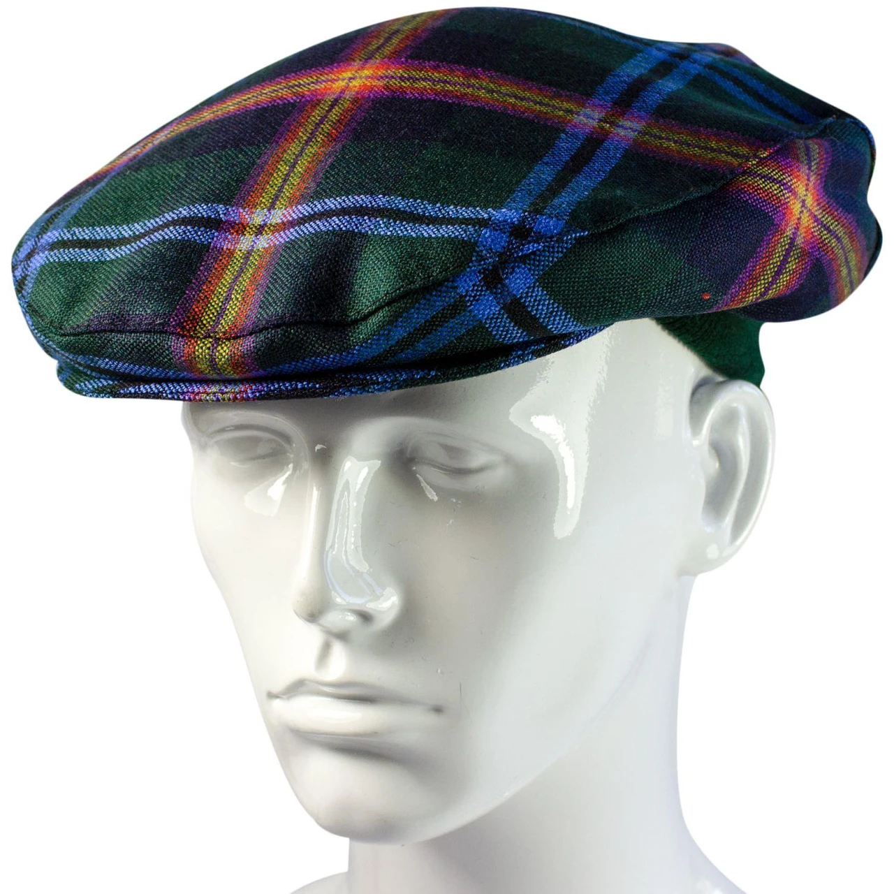 Mens Tartan Flat Cap Young Modern Tartan Plaid Design Mens and Womens One size Elasticated Band Comfort Fit Scottish Made