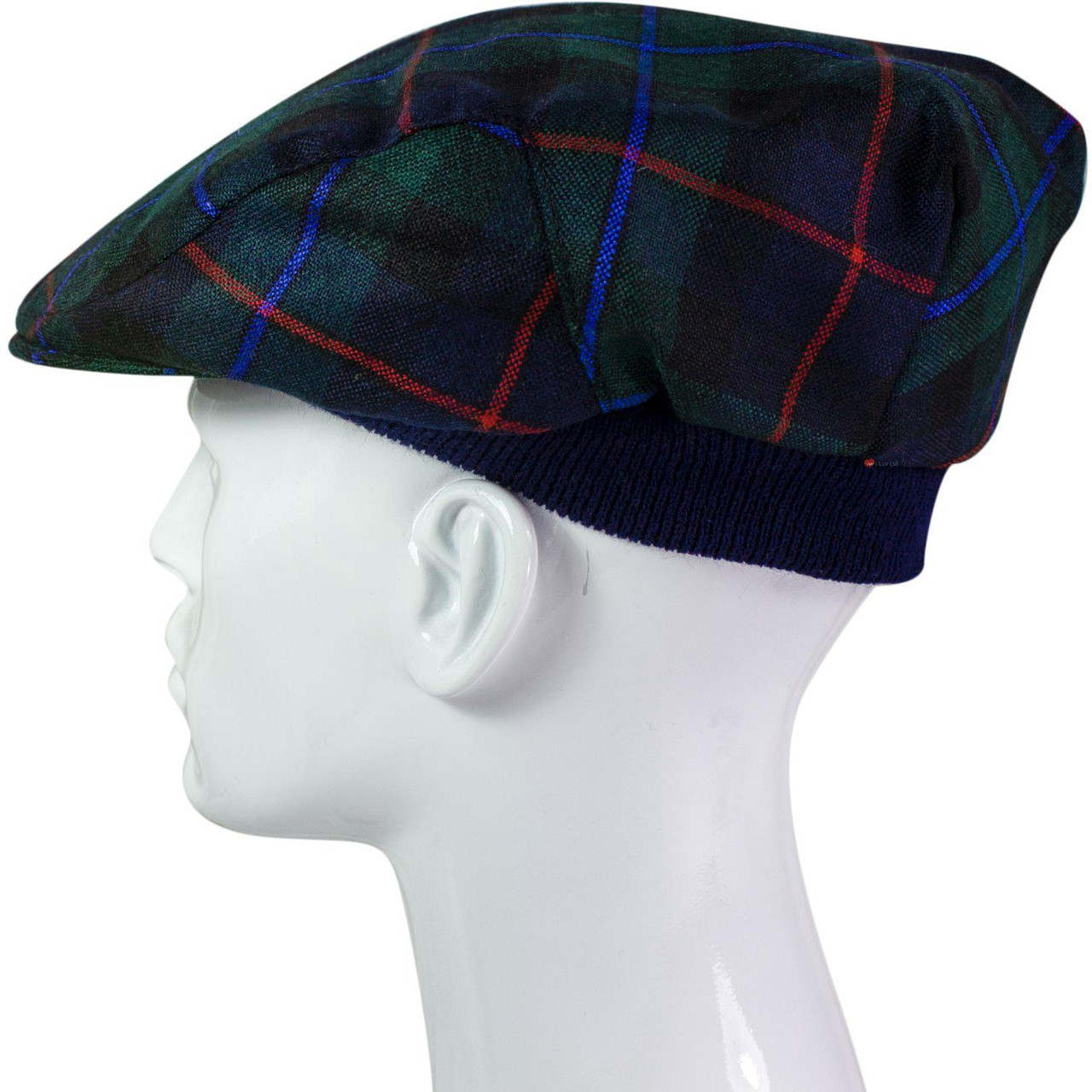 Mens Tartan Flat Cap Campbell of Cawdor Modern Tartan Plaid Design Mens and Womens One size Elasticated Band Comfort Fit Scottish Made