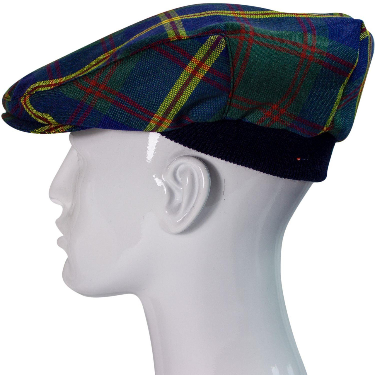Mens Tartan Flat Cap US Marine Leatherneck USA Tartan Plaid Design Mens and Womens One size Elasticated Band Comfort Fit Scottish Made