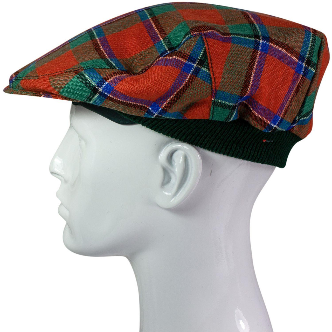 Mens Tartan Flat Cap Sinclair Ancient Tartan Plaid Design Mens and Womens One size Elasticated Band Comfort Fit Scottish Made