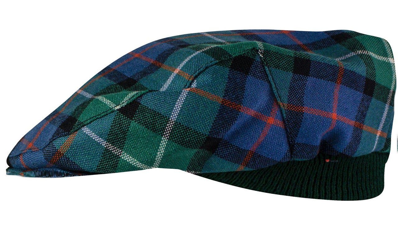 Mens Tartan Flat Cap Davidson of Tulloch Ancient Tartan Plaid Design Mens and Womens One size Elasticated Band Comfort Fit Scottish Made