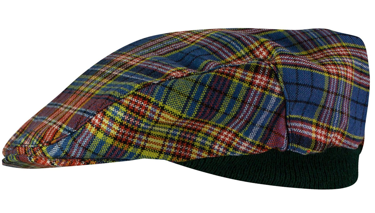 Mens Tartan Flat Cap Drummond of Strathallan Ancient Tartan Plaid Design Mens and Womens One size Elasticated Band Comfort Fit Scottish Made