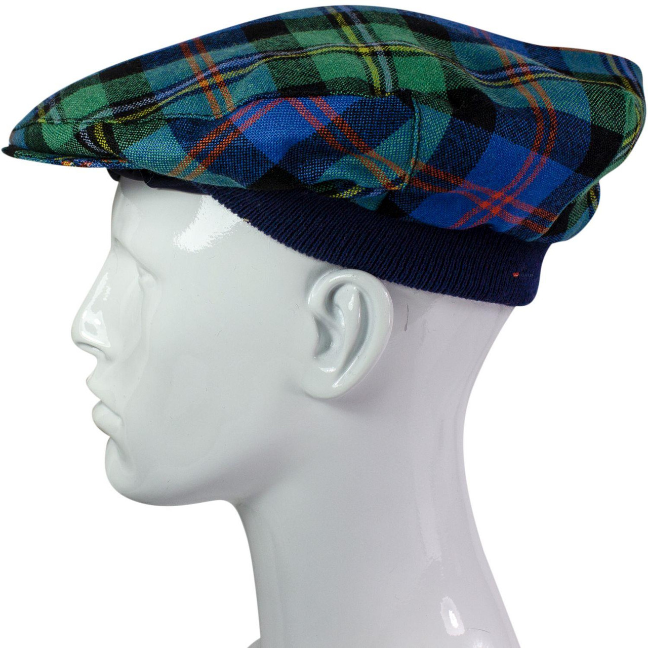 Mens Tartan Flat Cap Malcolm Ancient Tartan Plaid Design Mens and Womens One size Elasticated Band Comfort Fit Scottish Made