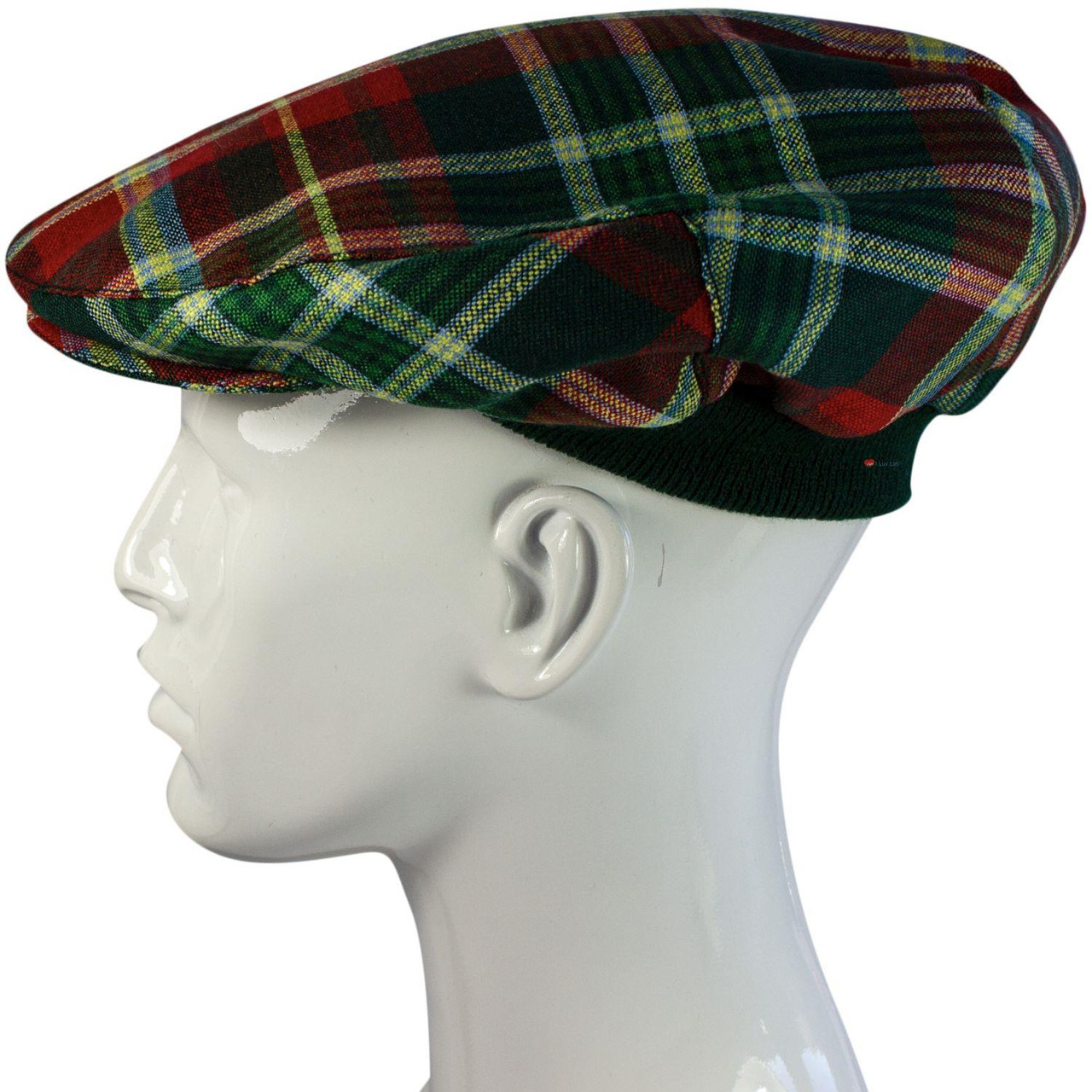 Mens Tartan Flat Cap New Brunswick Canadian Tartan Plaid Design Mens and Womens One size Elasticated Band Comfort Fit Scottish Made
