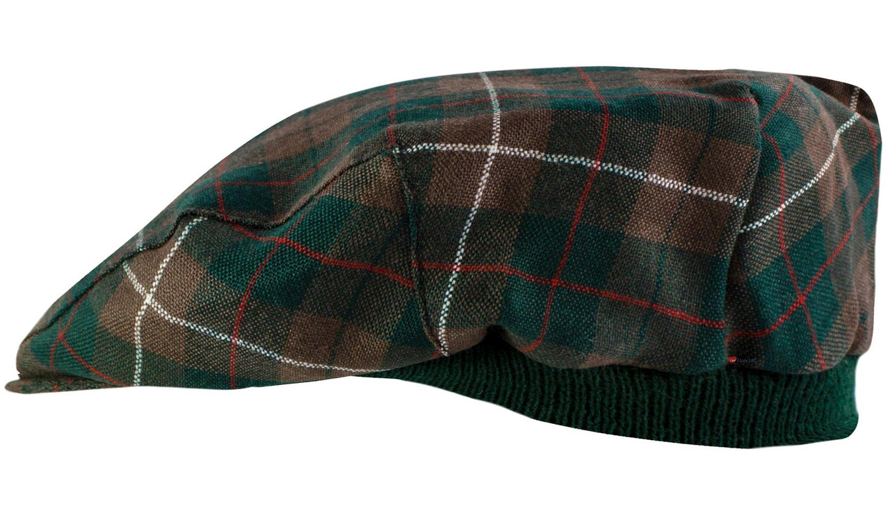 Mens Tartan Flat Cap MacKinnon Hunting Modern Tartan Plaid Design Mens and Womens One size Elasticated Band Comfort Fit Scottish Made
