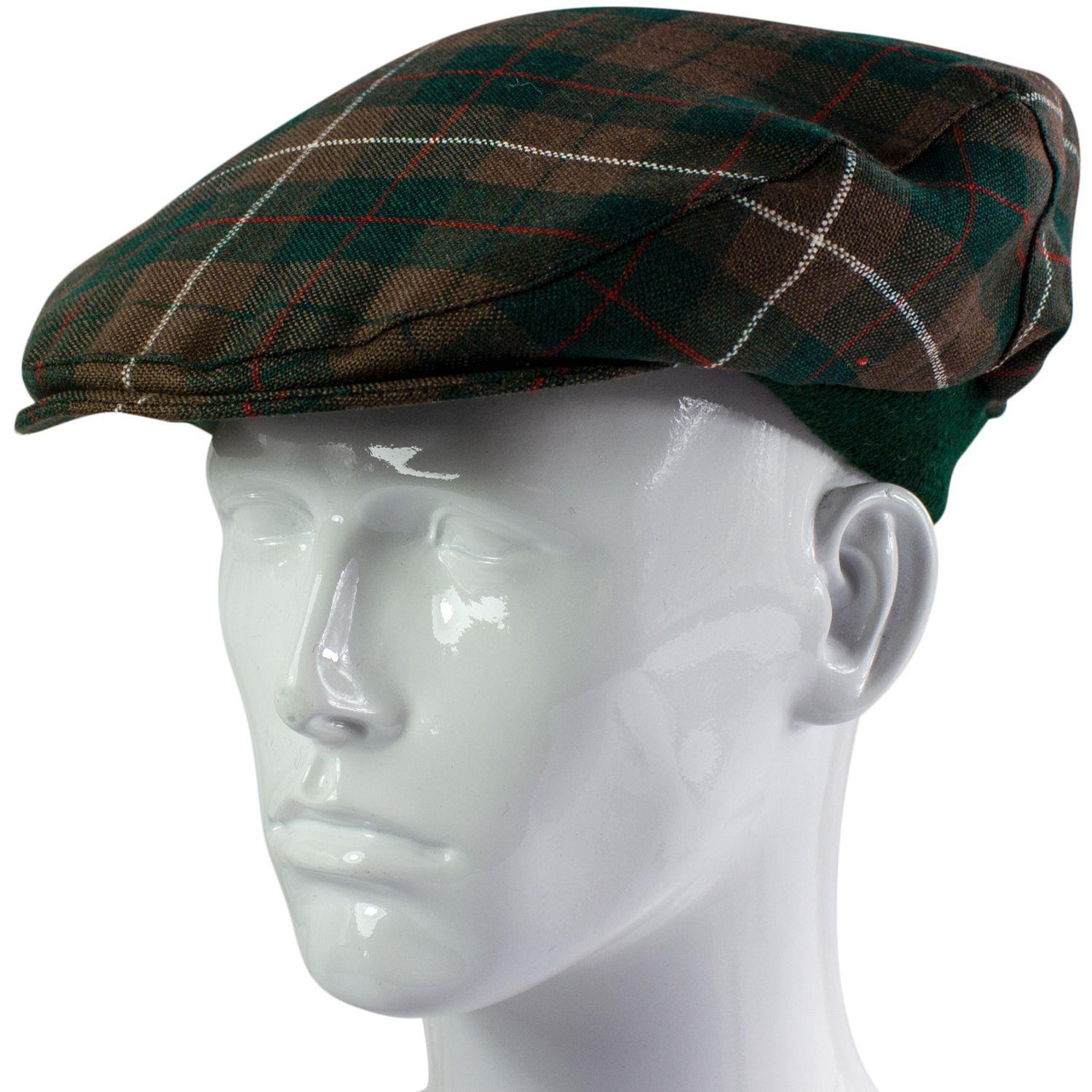 Mens Tartan Flat Cap MacKinnon Hunting Modern Tartan Plaid Design Mens and Womens One size Elasticated Band Comfort Fit Scottish Made