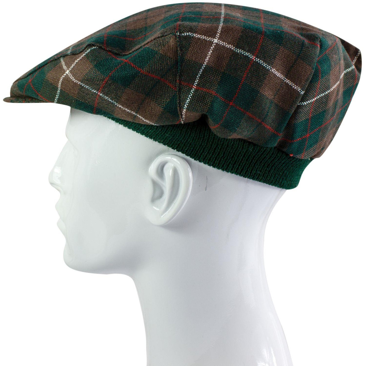 Mens Tartan Flat Cap MacKinnon Hunting Modern Tartan Plaid Design Mens and Womens One size Elasticated Band Comfort Fit Scottish Made