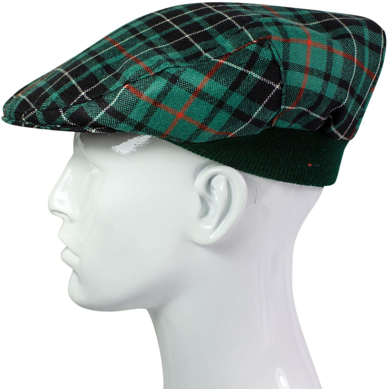 Mens Tartan Flat Cap MacAuley Hunting Ancient Tartan Plaid Design Mens and Womens One size Elasticated Band Comfort Fit Scottish Made