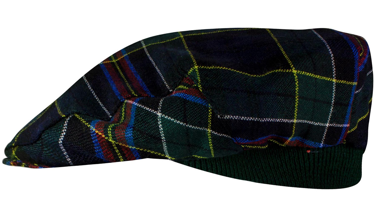 Mens Tartan Flat Cap Allison Modern Tartan Plaid Design Mens and Womens One size Elasticated Band Comfort Fit Scottish Made