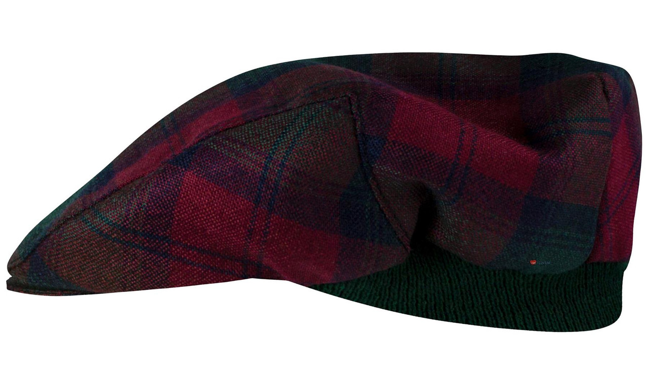 Mens Tartan Flat Cap Lindsay Modern Tartan Plaid Design Mens and Womens One size Elasticated Band Comfort Fit Scottish Made