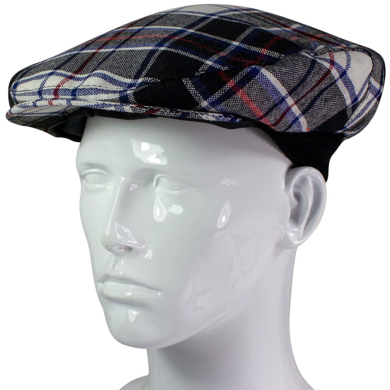 Mens Tartan Flat Cap MacRae Dress Modern Tartan Plaid Design Mens and Womens One size Elasticated Band Comfort Fit Scottish Made