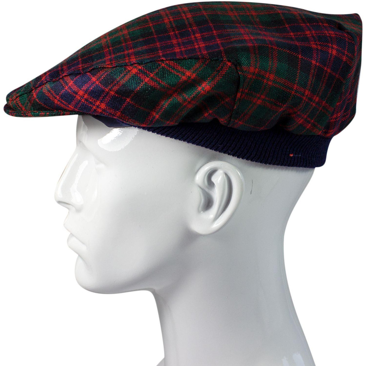 Mens Tartan Flat Cap MacDonald Clan Modern Tartan Plaid Design Mens and Womens One size Elasticated Band Comfort Fit Scottish Made