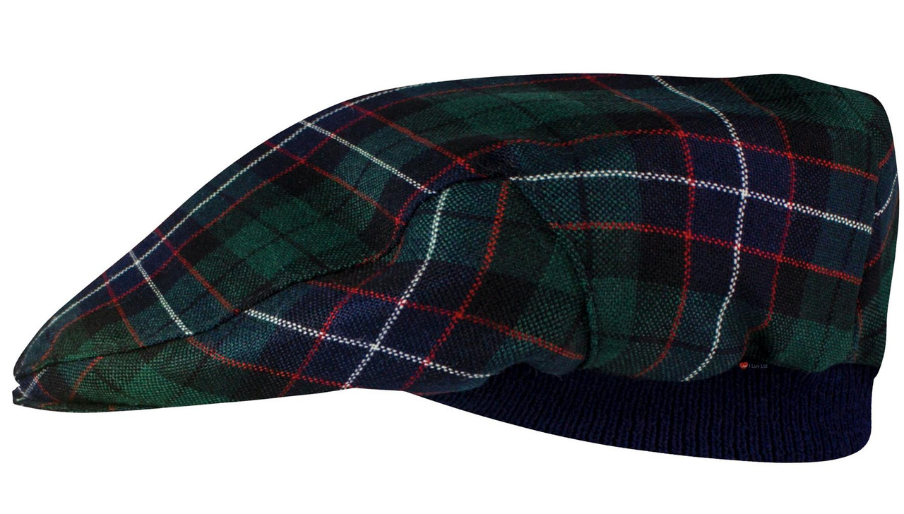 Mens Tartan Flat Cap Hunter Modern Tartan Plaid Design Mens and Womens One size Elasticated Band Comfort Fit Scottish Made