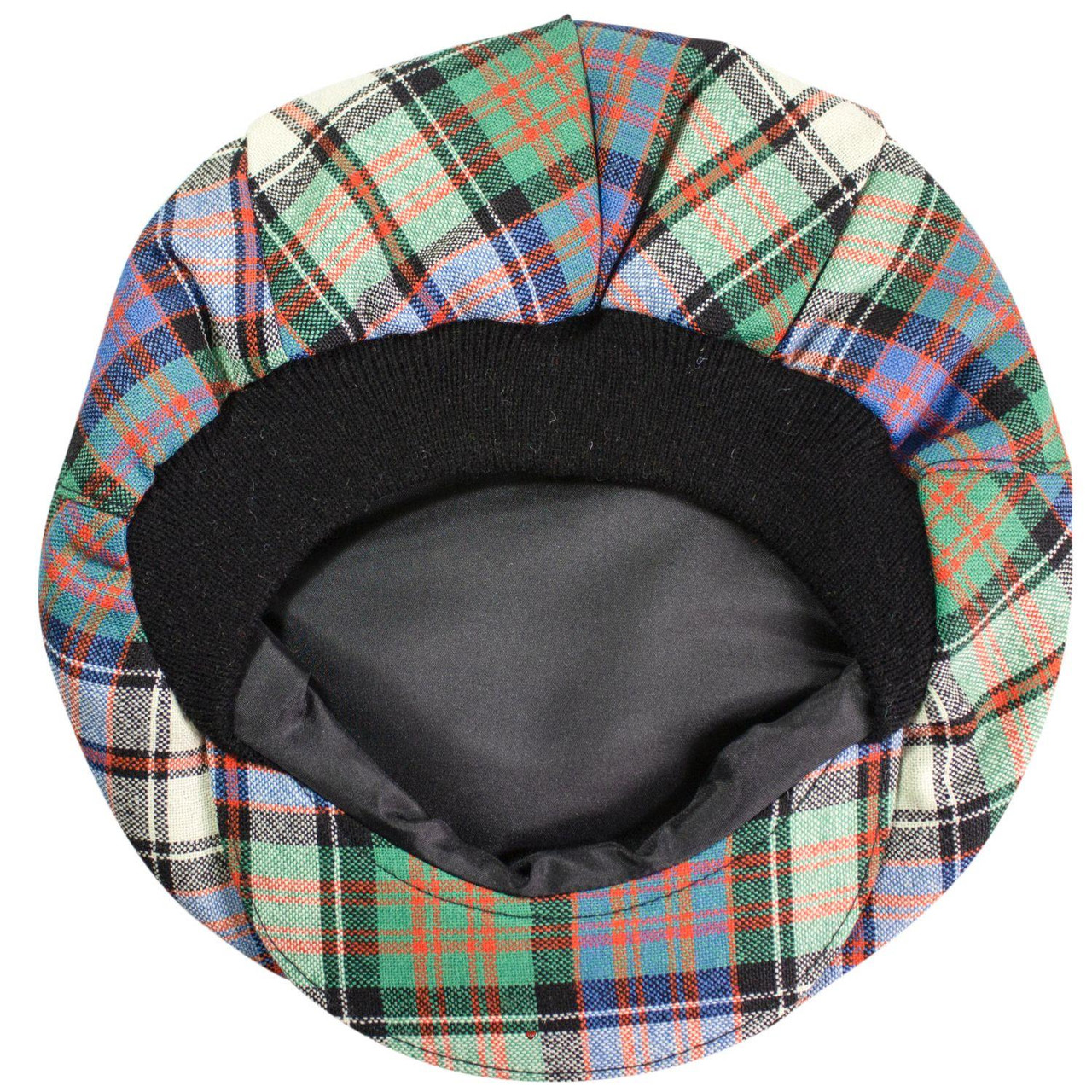 Mens Tartan Flat Cap MacDonald Dress Ancient Tartan Plaid Design Mens and Womens One size Elasticated Band Comfort Fit Scottish Made
