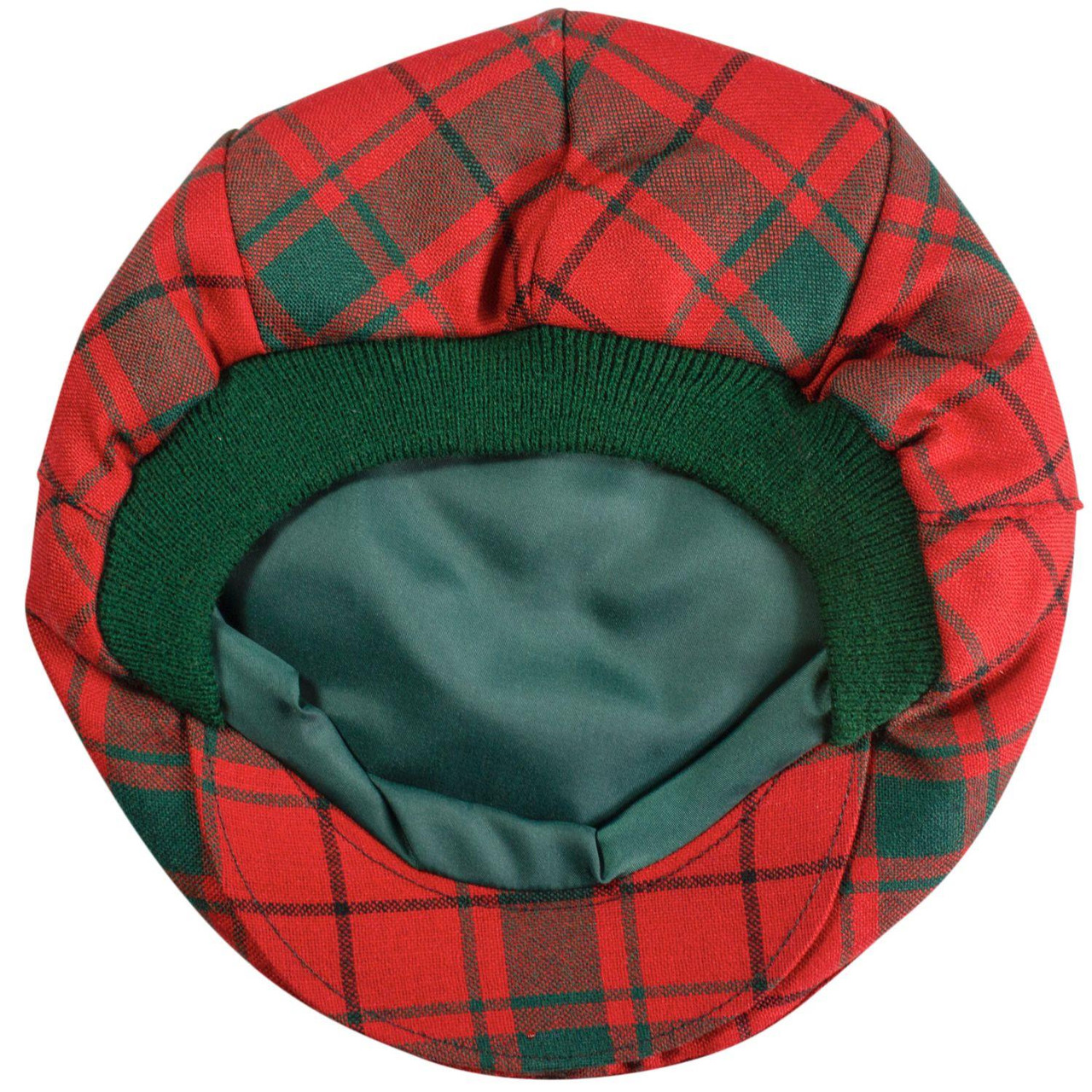 Mens Tartan Flat Cap MacDonald Lord Of The Isles Red Modern Tartan Plaid Design Mens and Womens One size Elasticated Band Comfort Fit Scottish Made