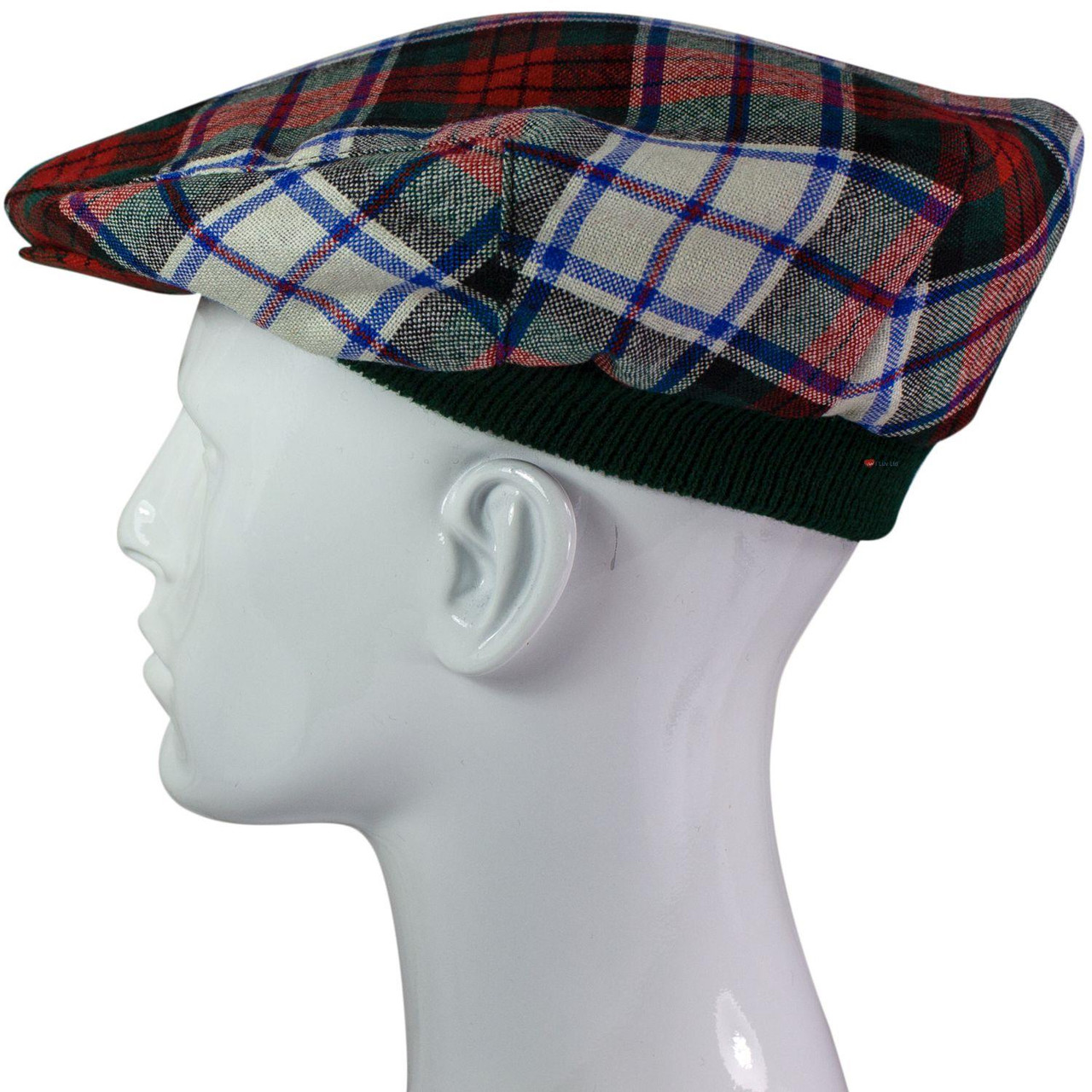 Mens Tartan Flat Cap MacDuff Dress Modern Tartan Plaid Design Mens and Womens One size Elasticated Band Comfort Fit Scottish Made