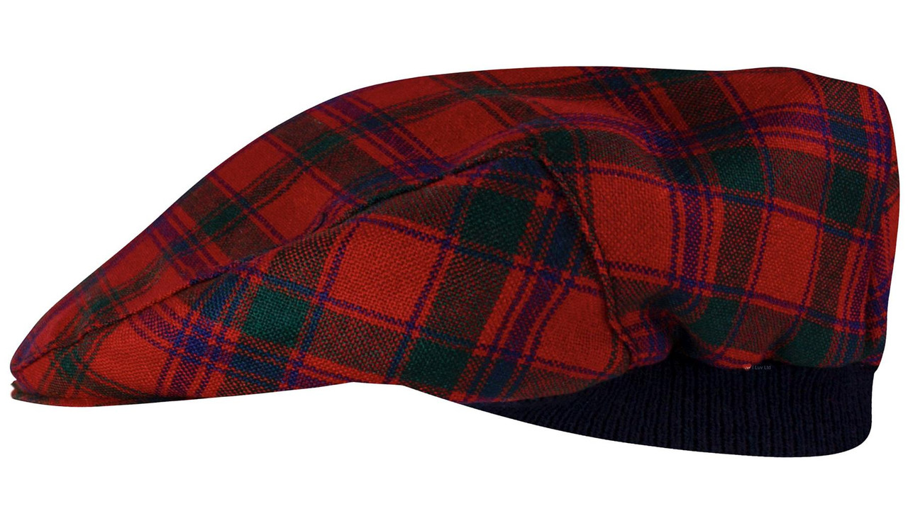 Mens Tartan Flat Cap MacColl Modern Tartan Plaid Design Mens and Womens One size Elasticated Band Comfort Fit Scottish Made