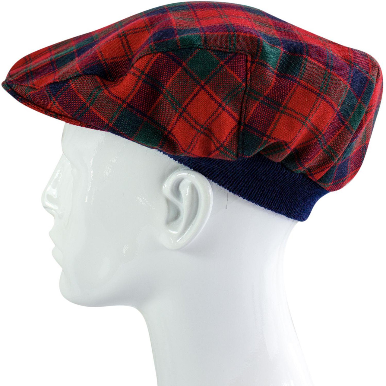 Mens Tartan Flat Cap Robertson Modern Tartan Plaid Design Mens and Womens One size Elasticated Band Comfort Fit Scottish Made