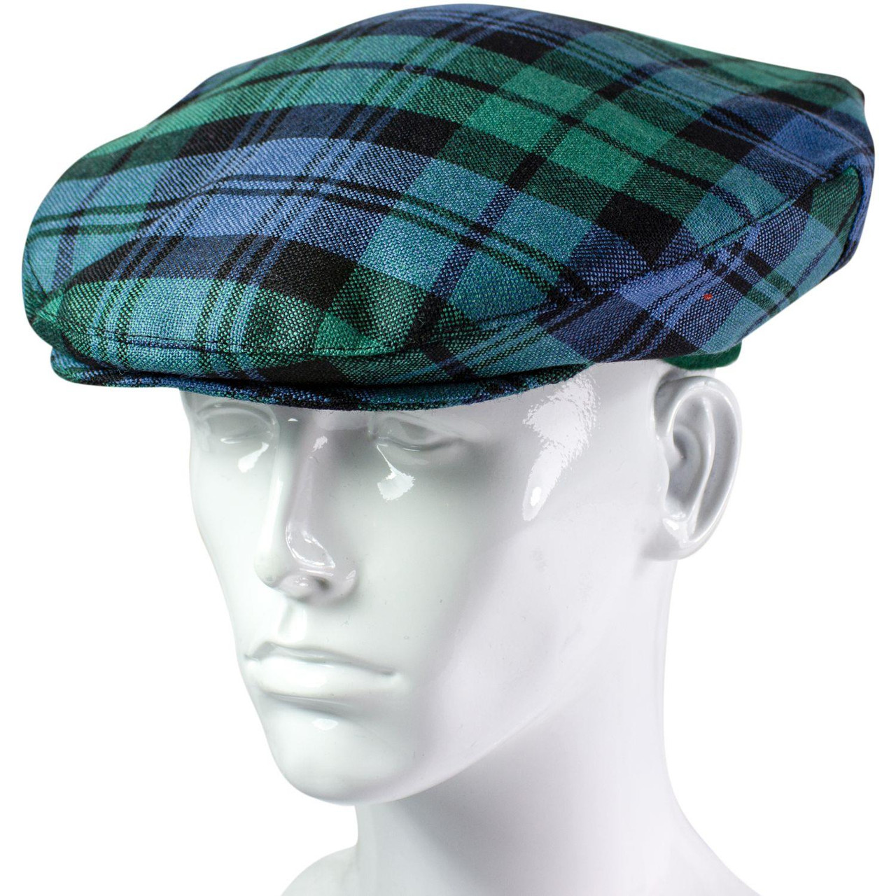 Mens Tartan Flat Cap Black Watch Ancient Tartan Plaid Design Mens and Womens One size Elasticated Band Comfort Fit Scottish Made