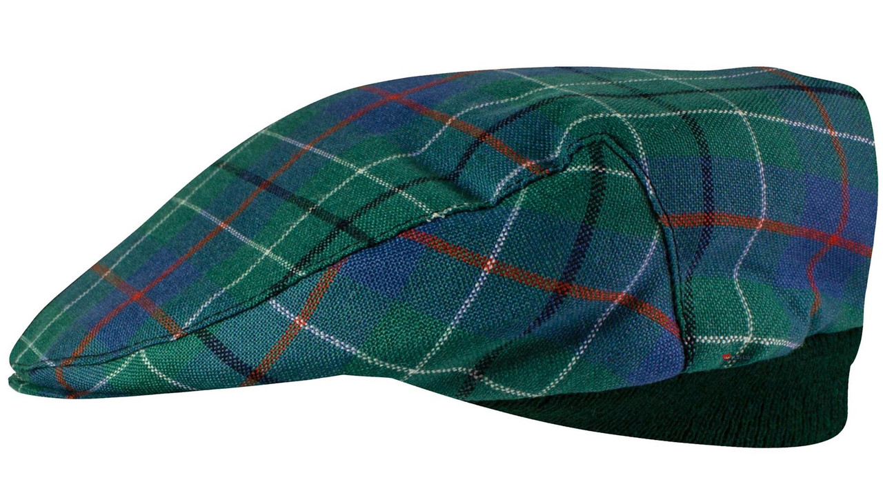 Mens Tartan Flat Cap Duncan Ancient Tartan Plaid Design Mens and Womens One size Elasticated Band Comfort Fit Scottish Made