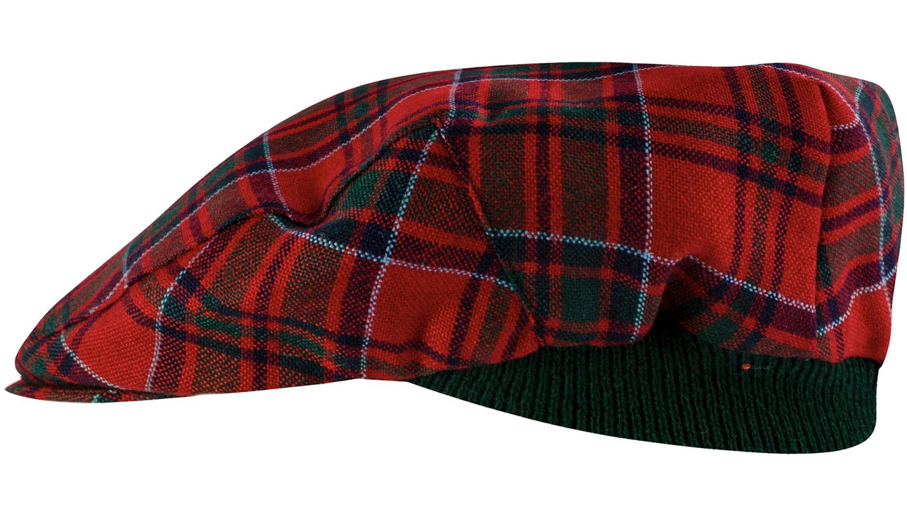 Mens Tartan Flat Cap MacKillop Modern Tartan Plaid Design Mens and Womens One size Elasticated Band Comfort Fit Scottish Made