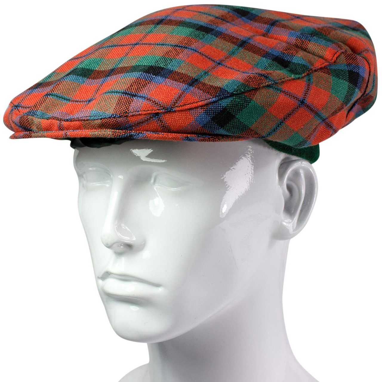 Mens Tartan Flat Cap MacNaughton Ancient Tartan Plaid Design Mens and Womens One size Elasticated Band Comfort Fit Scottish Made