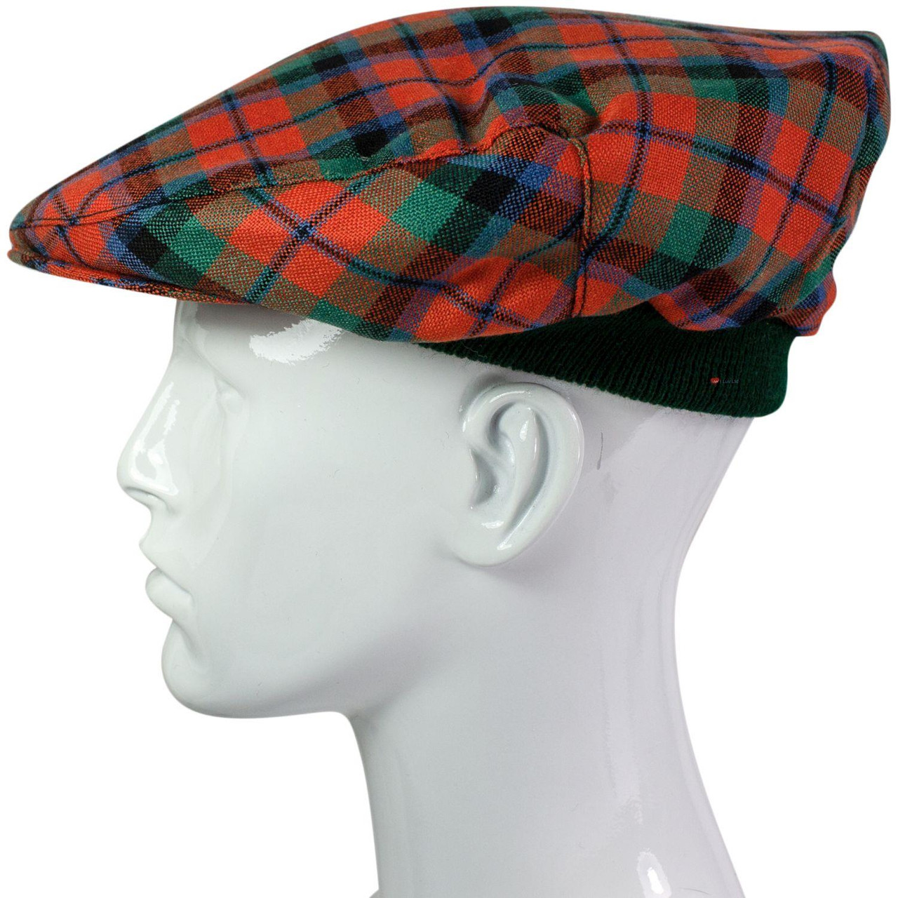 Mens Tartan Flat Cap MacNaughton Ancient Tartan Plaid Design Mens and Womens One size Elasticated Band Comfort Fit Scottish Made