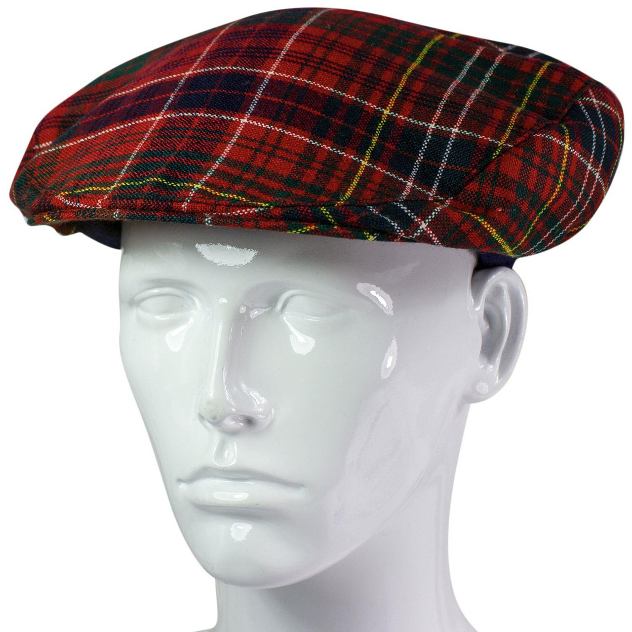Mens Tartan Flat Cap Lumsden Modern Tartan Plaid Design Mens and Womens One size Elasticated Band Comfort Fit Scottish Made